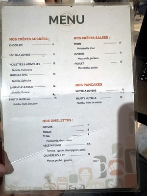Menu La place café & gourmandises