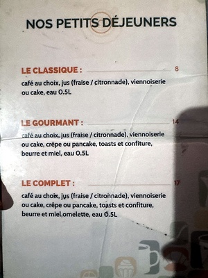 Menu La place café & gourmandises