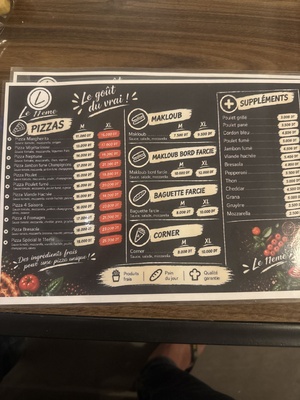 Menu Le 11ème